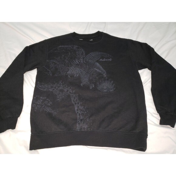 Maharishi Sweatshirt Mens Large Black Hemp Cotton Embroidered Winter Eagle - Picture 1 of 12